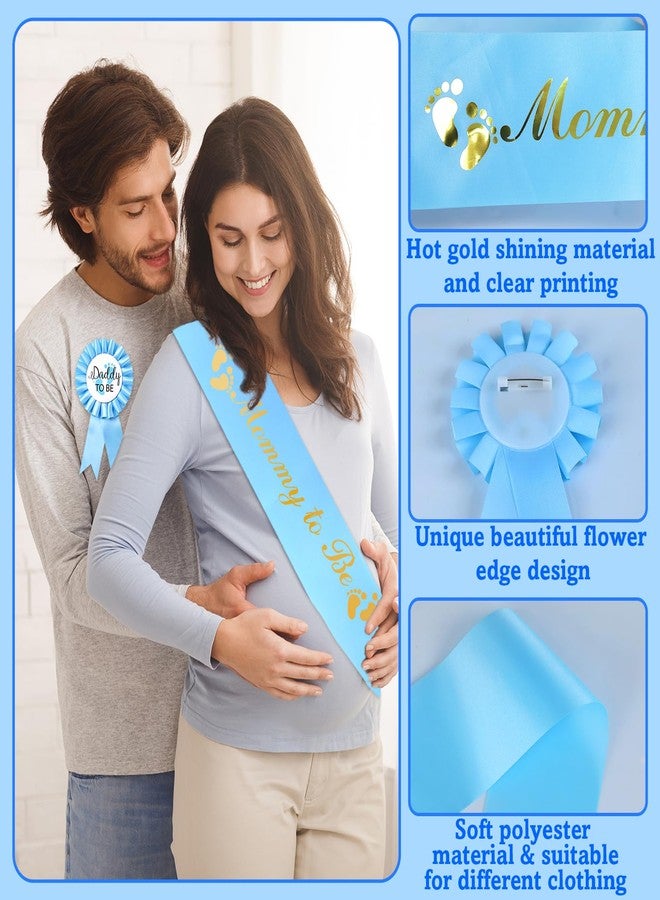 Bolake Blue Baby Shower Decorations for Boy Set with Its a Boy Banner Baby Boy Letter Foil Balloons Mom to Be Sash Dad to Be Pin Paper Pom Poms for Gender Reveal Decorations - Image 5